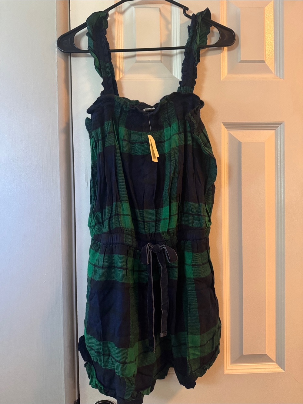 aerie Green & Navy Plaid Girls One-Piece Romper